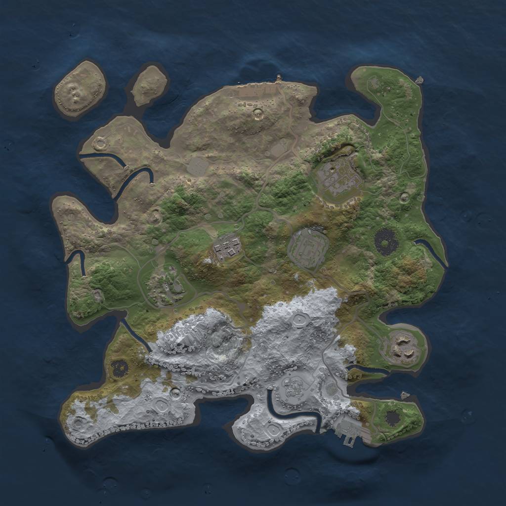 Rust Map: Procedural Map, Size: 3000, Seed: 20581, 11 Monuments