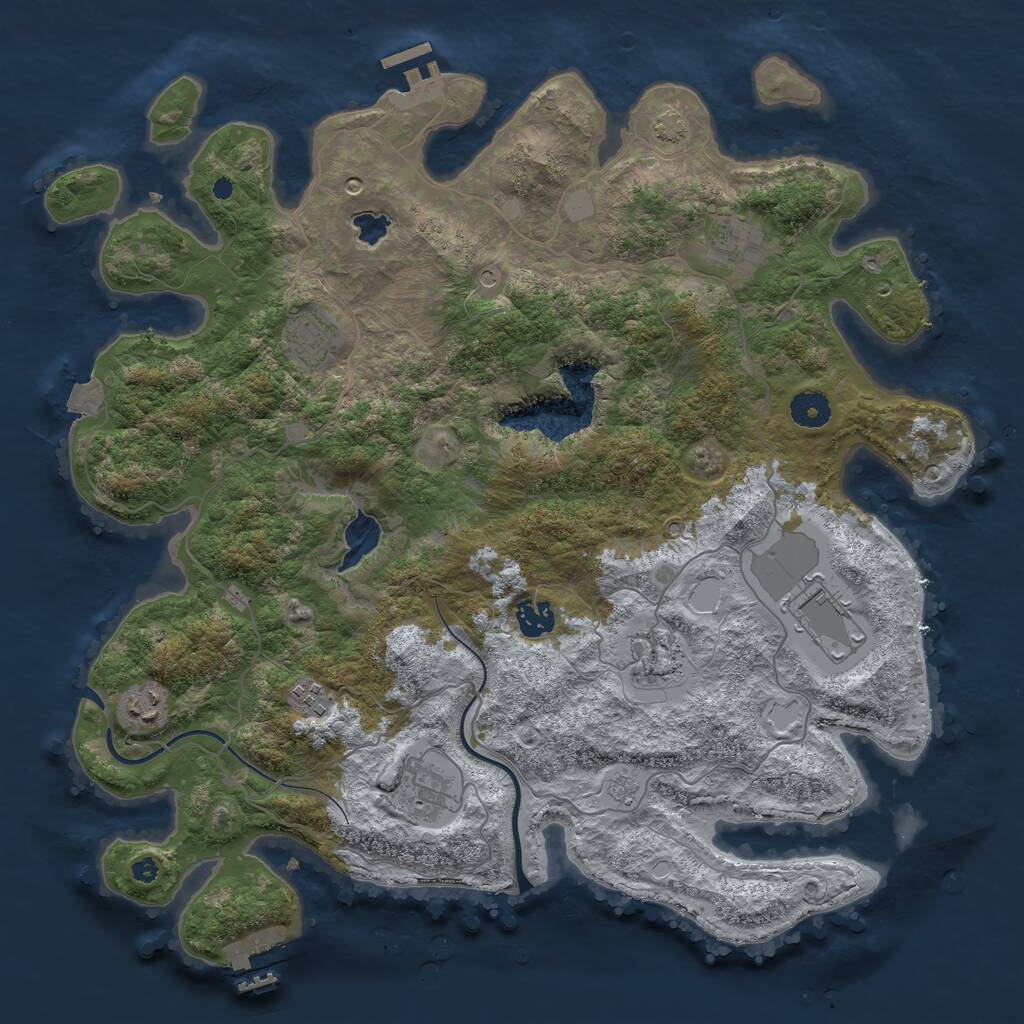 Rust Map: Procedural Map, Size: 4000, Seed: 45451919, 14 Monuments