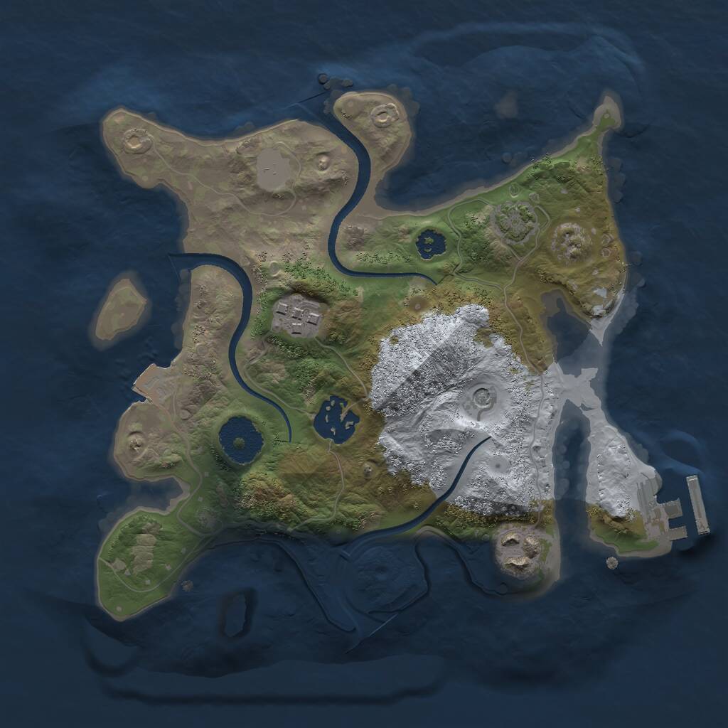 Rust Map: Procedural Map, Size: 2500, Seed: 1691548963, 7 Monuments