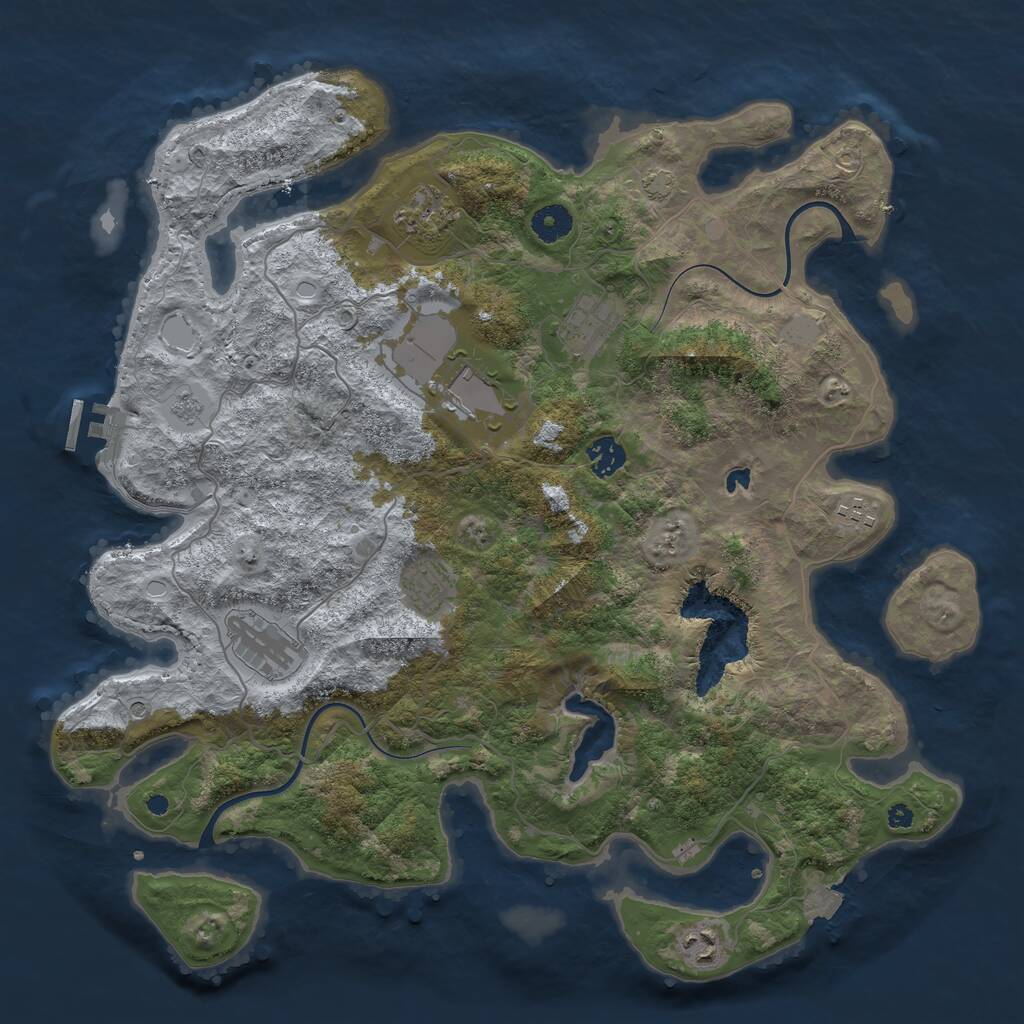 Rust Map: Procedural Map, Size: 4000, Seed: 1561122873, 13 Monuments