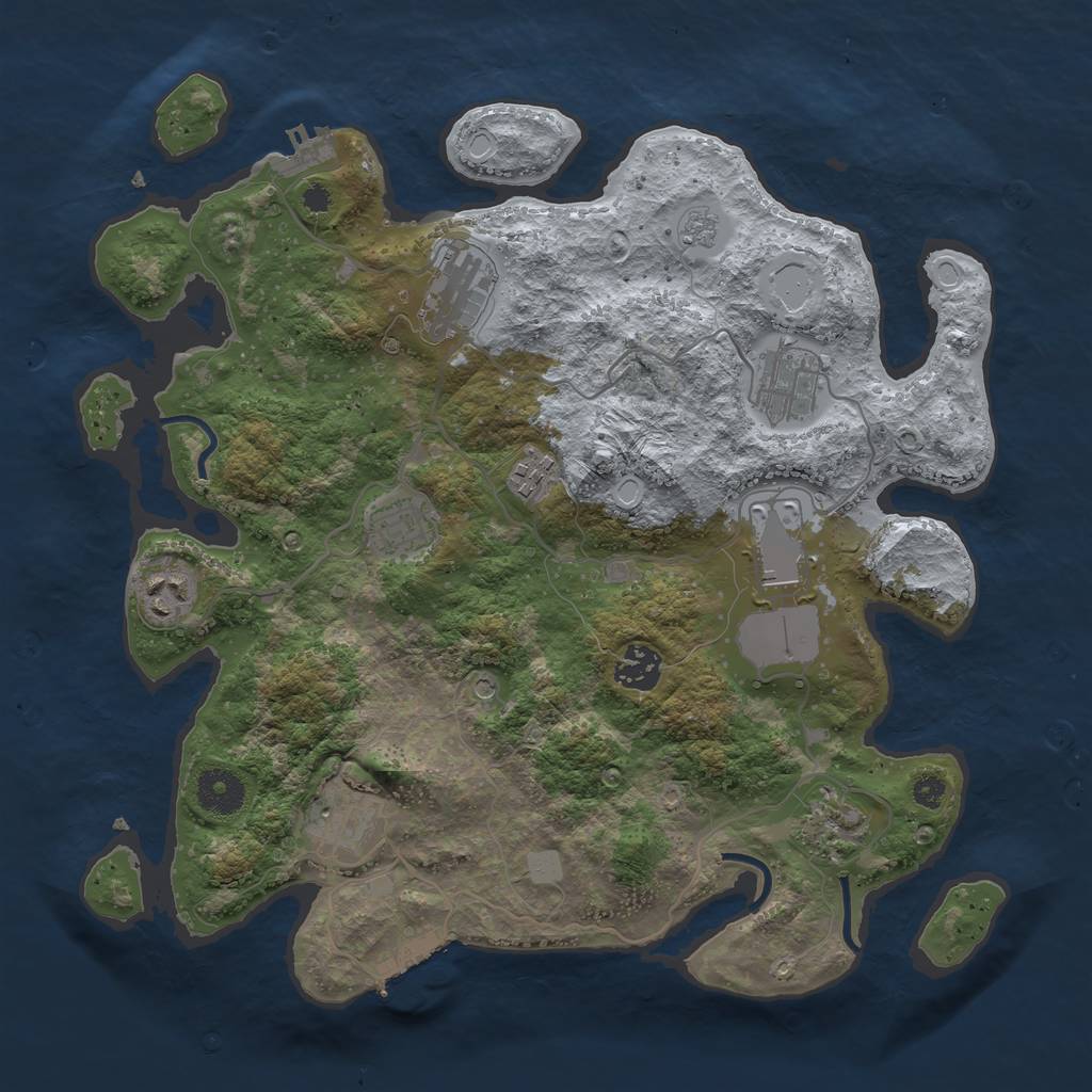 Rust Map: Procedural Map, Size: 3500, Seed: 176234, 16 Monuments