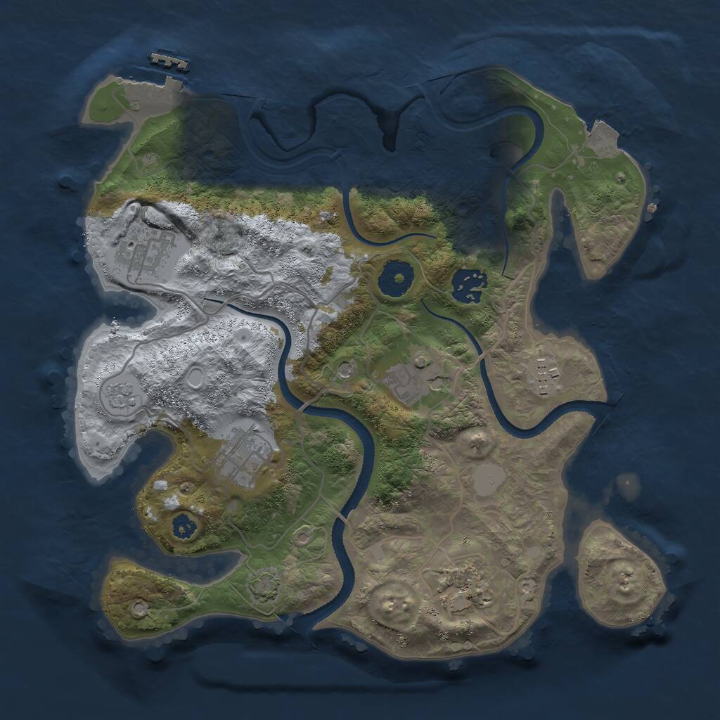 Rust Map: Procedural Map, Size: 3000, Seed: 24270, 11 Monuments