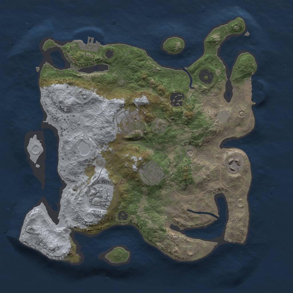 Rust Map: Procedural Map, Size: 3000, Seed: 25311, 12 Monuments