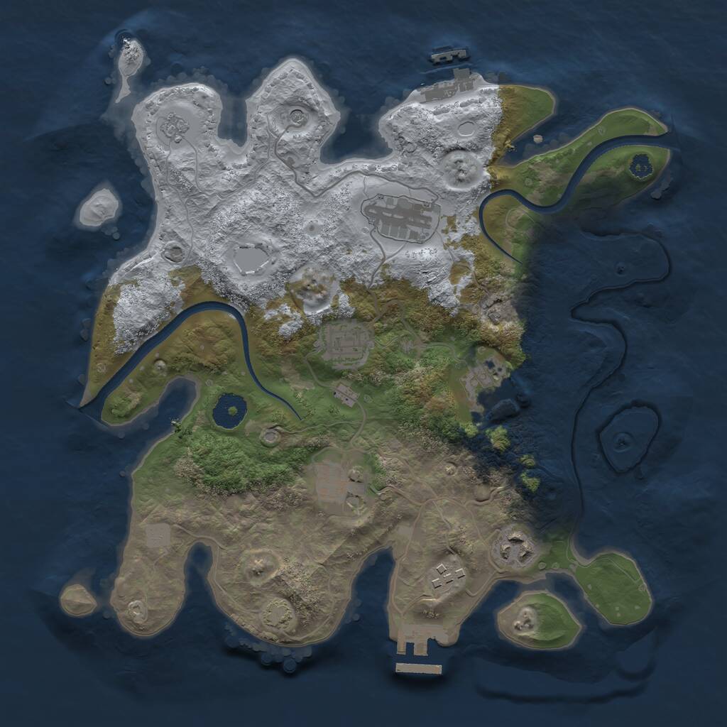 Rust Map: Procedural Map, Size: 3200, Seed: 1922869242, 12 Monuments