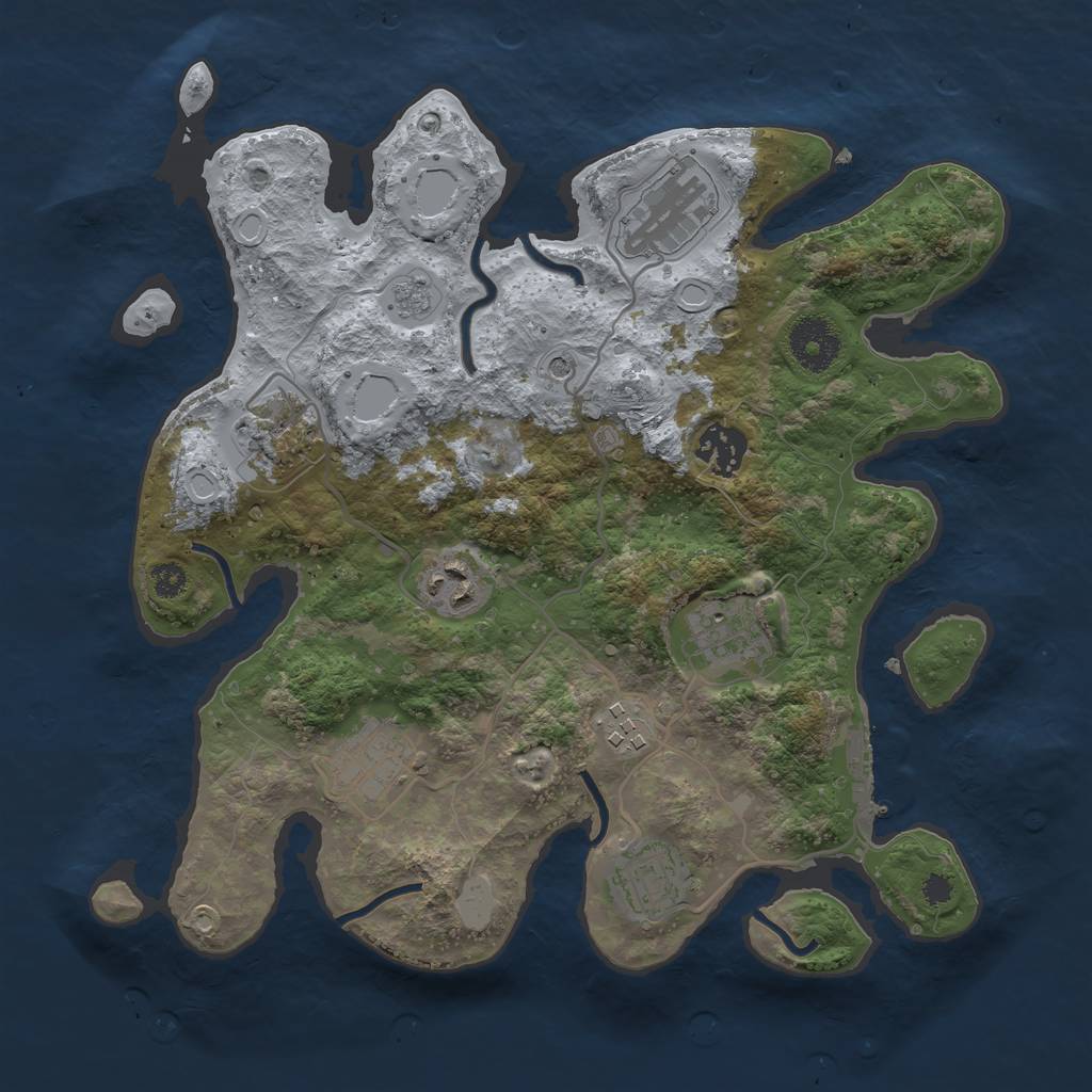 Rust Map: Procedural Map, Size: 3200, Seed: 1922869242, 14 Monuments