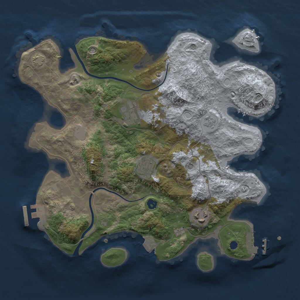 Rust Map: Procedural Map, Size: 3000, Seed: 600714217, 9 Monuments