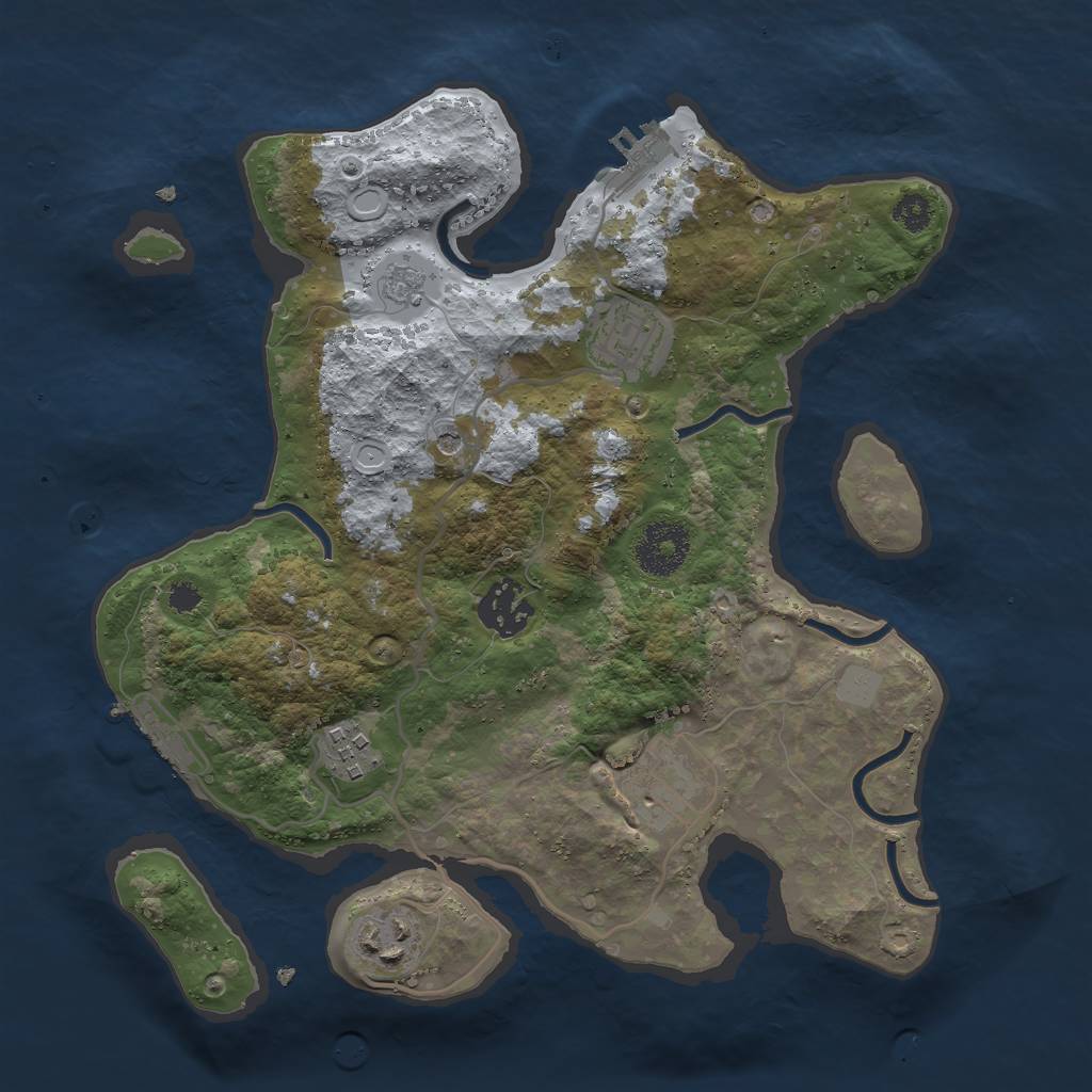 Rust Map: Procedural Map, Size: 3000, Seed: 14842, 12 Monuments