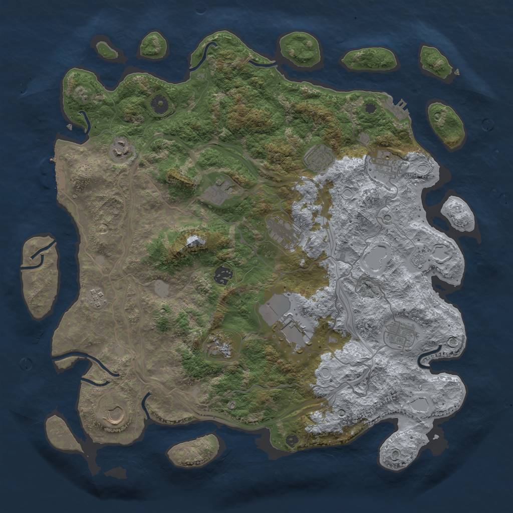 Rust Map: Procedural Map, Size: 4250, Seed: 65594310, 18 Monuments