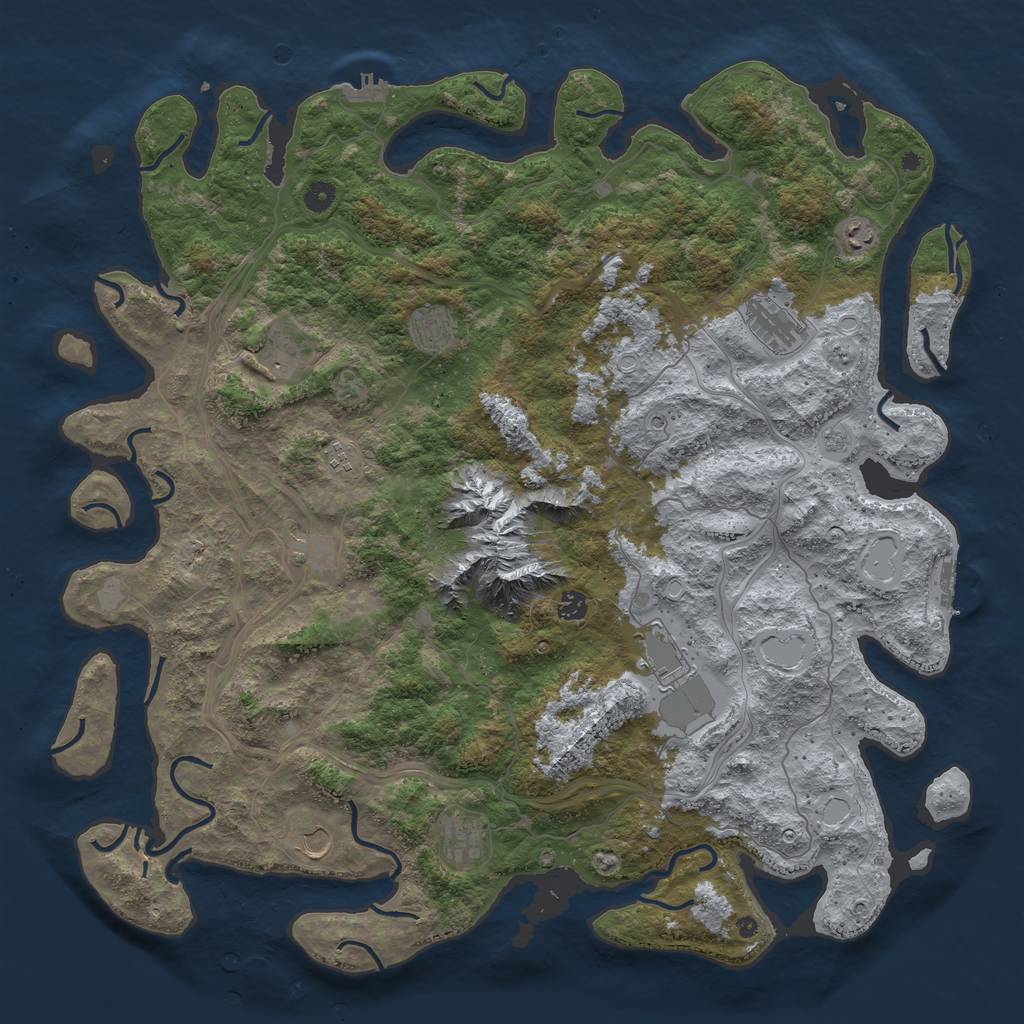Rust Map: Procedural Map, Size: 5000, Seed: 668130657, 17 Monuments