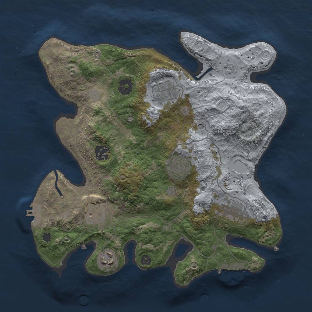 Rust Map: Procedural Map, Size: 3000, Seed: 1326837928, 13 Monuments