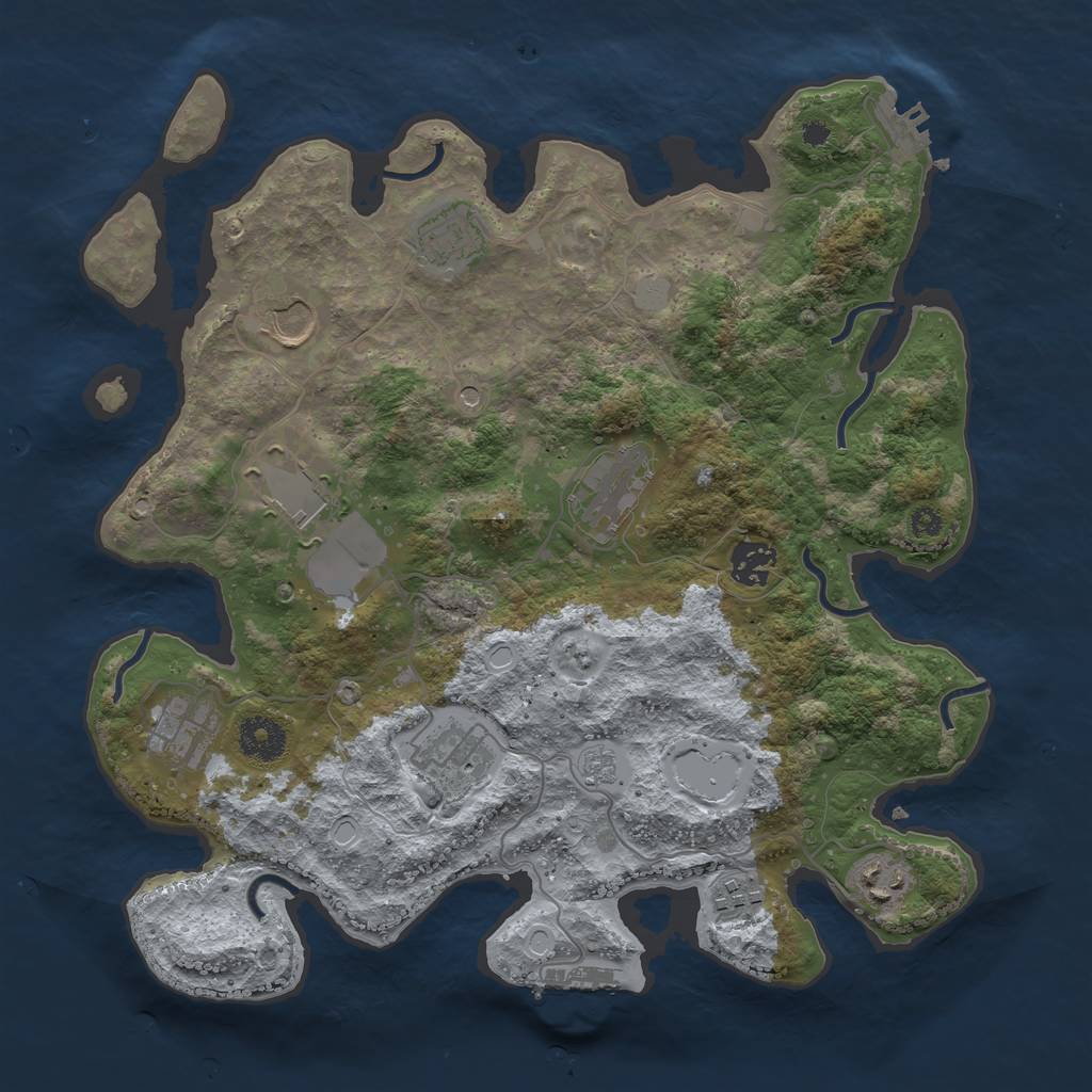 Rust Map: Procedural Map, Size: 3500, Seed: 132903938, 16 Monuments