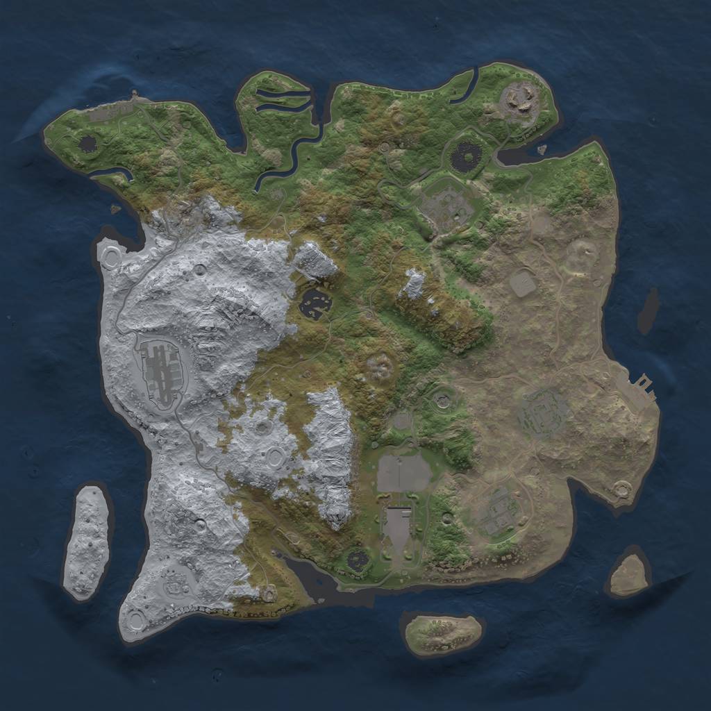 Rust Map: Procedural Map, Size: 3500, Seed: 1870418419, 14 Monuments