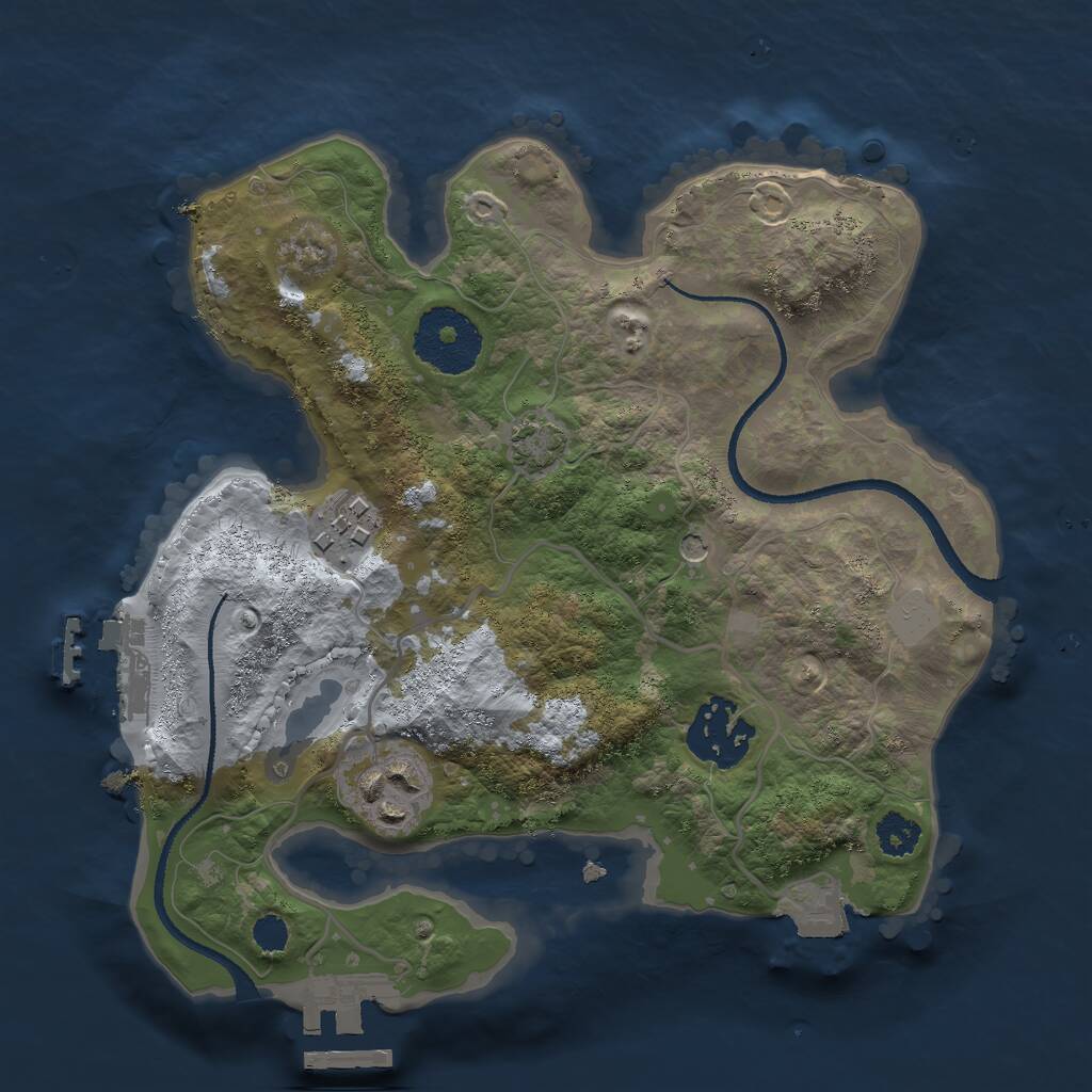 Rust Map: Procedural Map, Size: 2500, Seed: 1640006809, 8 Monuments