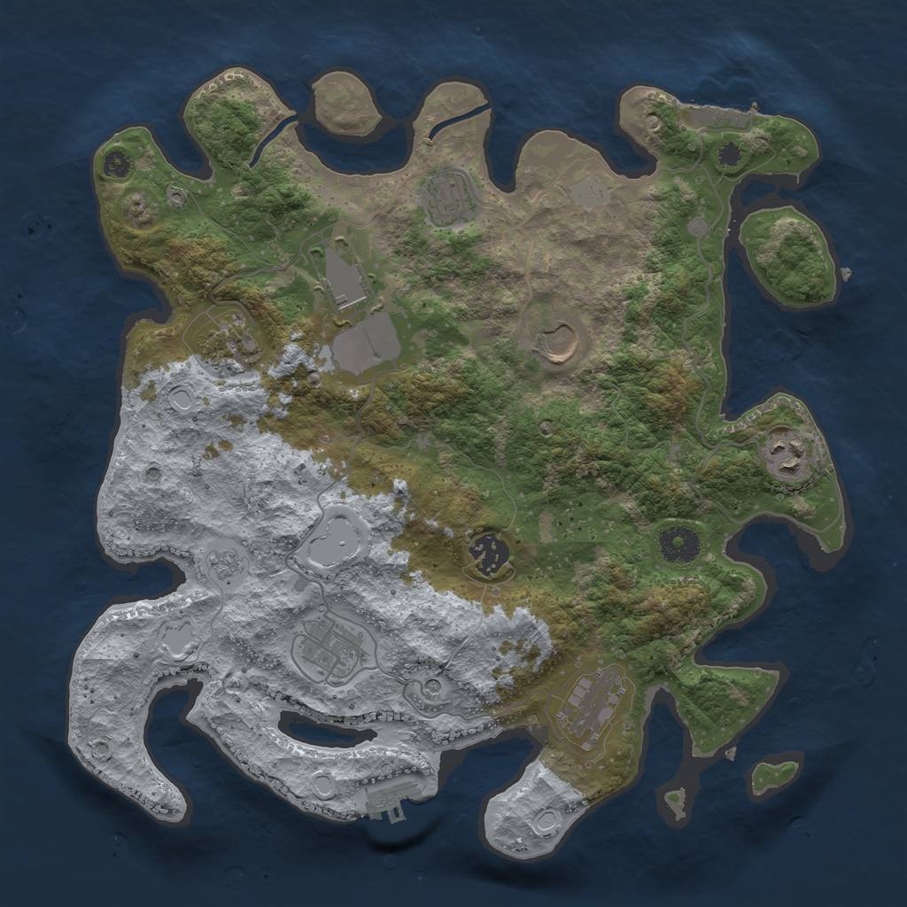 Rust Map: Procedural Map, Size: 3500, Seed: 111431625, 15 Monuments