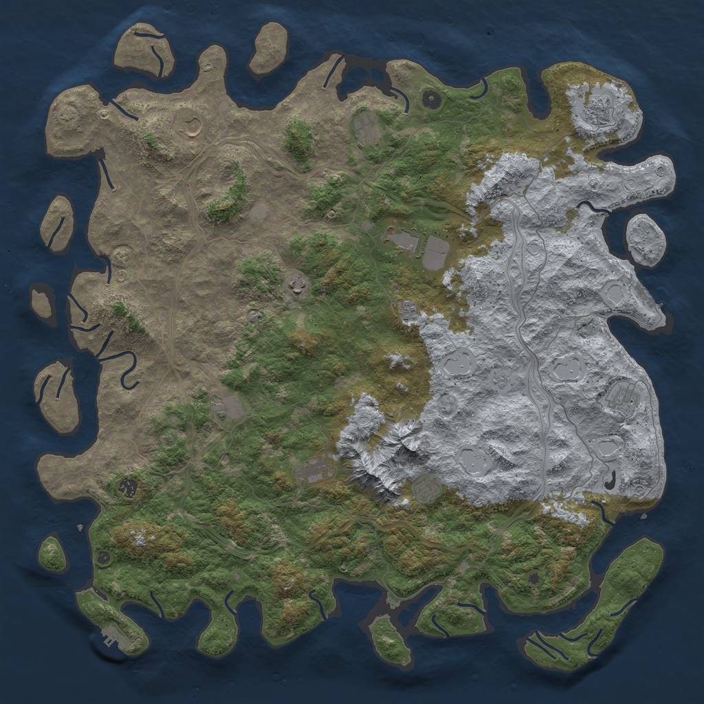 Rust Map: Procedural Map, Size: 5555, Seed: 1841307916, 19 Monuments