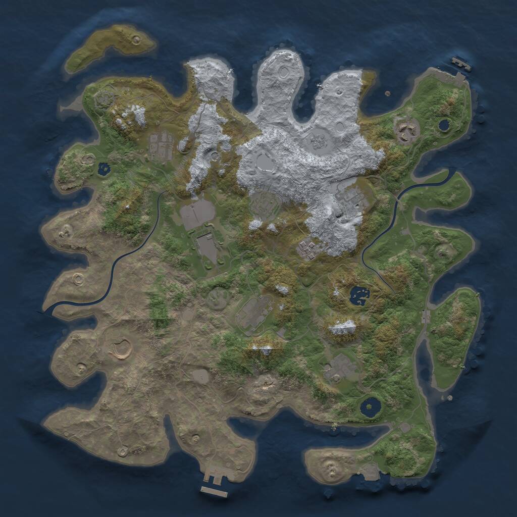 Rust Map: Procedural Map, Size: 3900, Seed: 145678, 16 Monuments