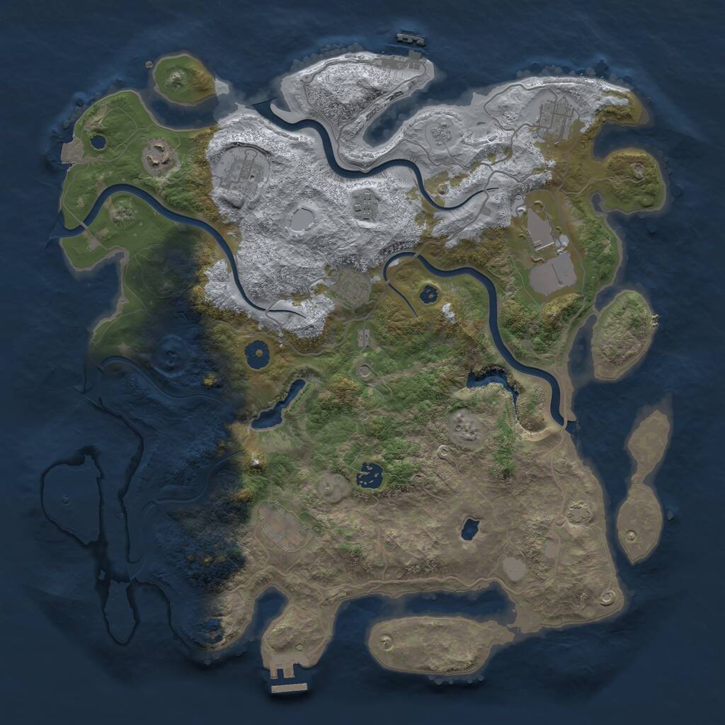 Rust Map: Procedural Map, Size: 4100, Seed: 284378816, 14 Monuments
