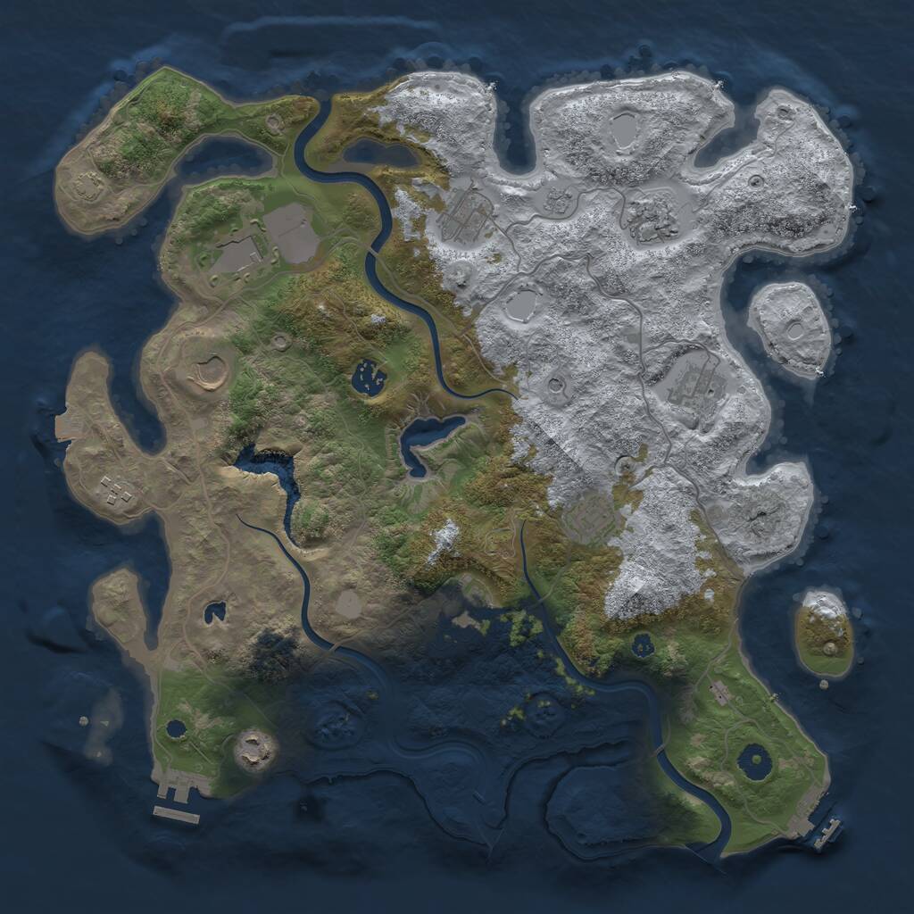 Rust Map: Procedural Map, Size: 4000, Seed: 183458612, 16 Monuments