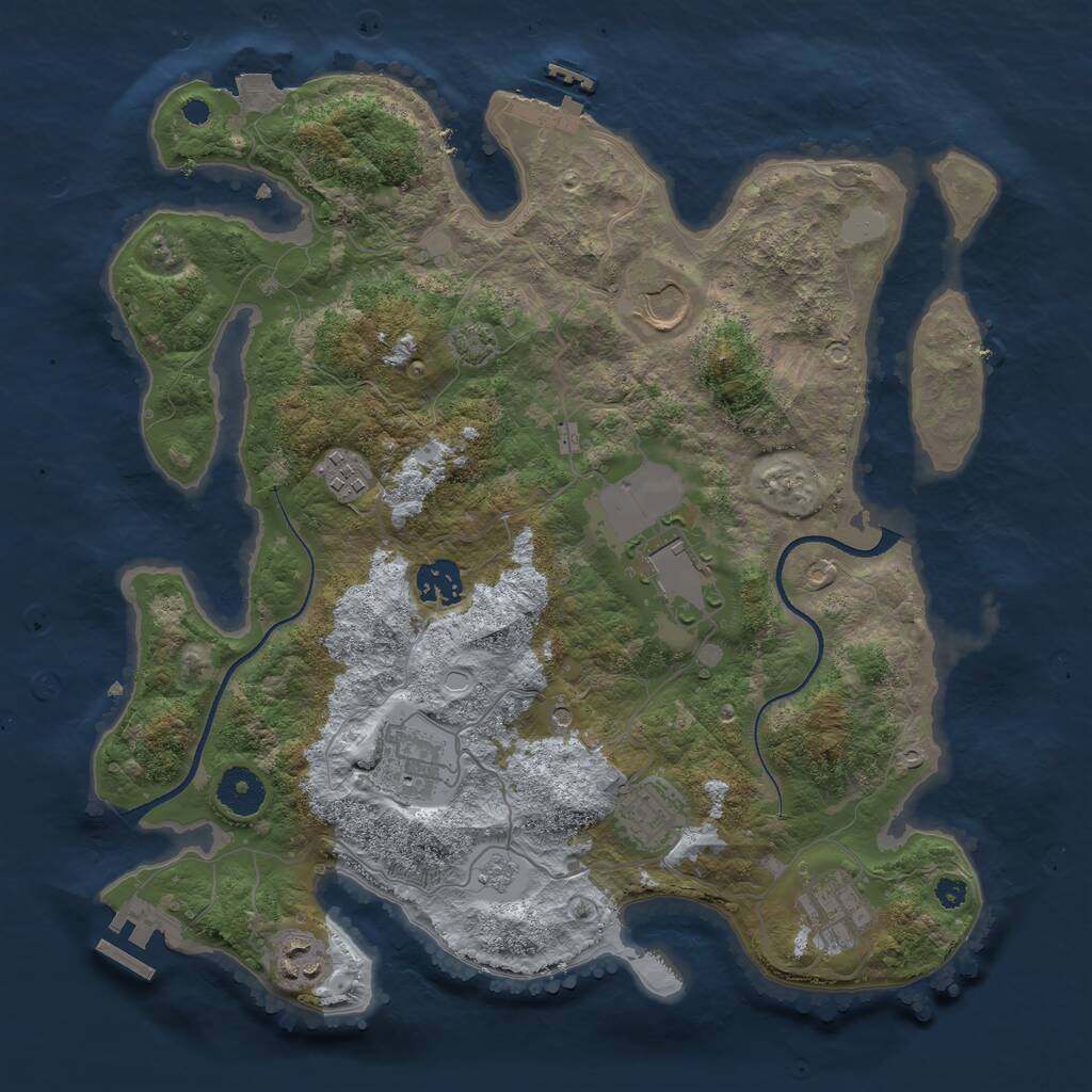 Rust Map: Procedural Map, Size: 3500, Seed: 944748145, 14 Monuments