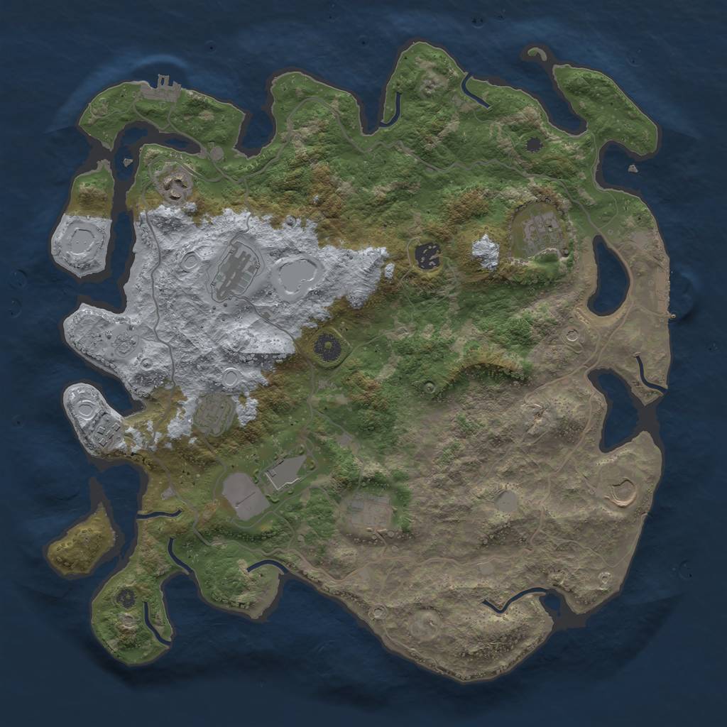 Rust Map: Procedural Map, Size: 4000, Seed: 50935967, 16 Monuments