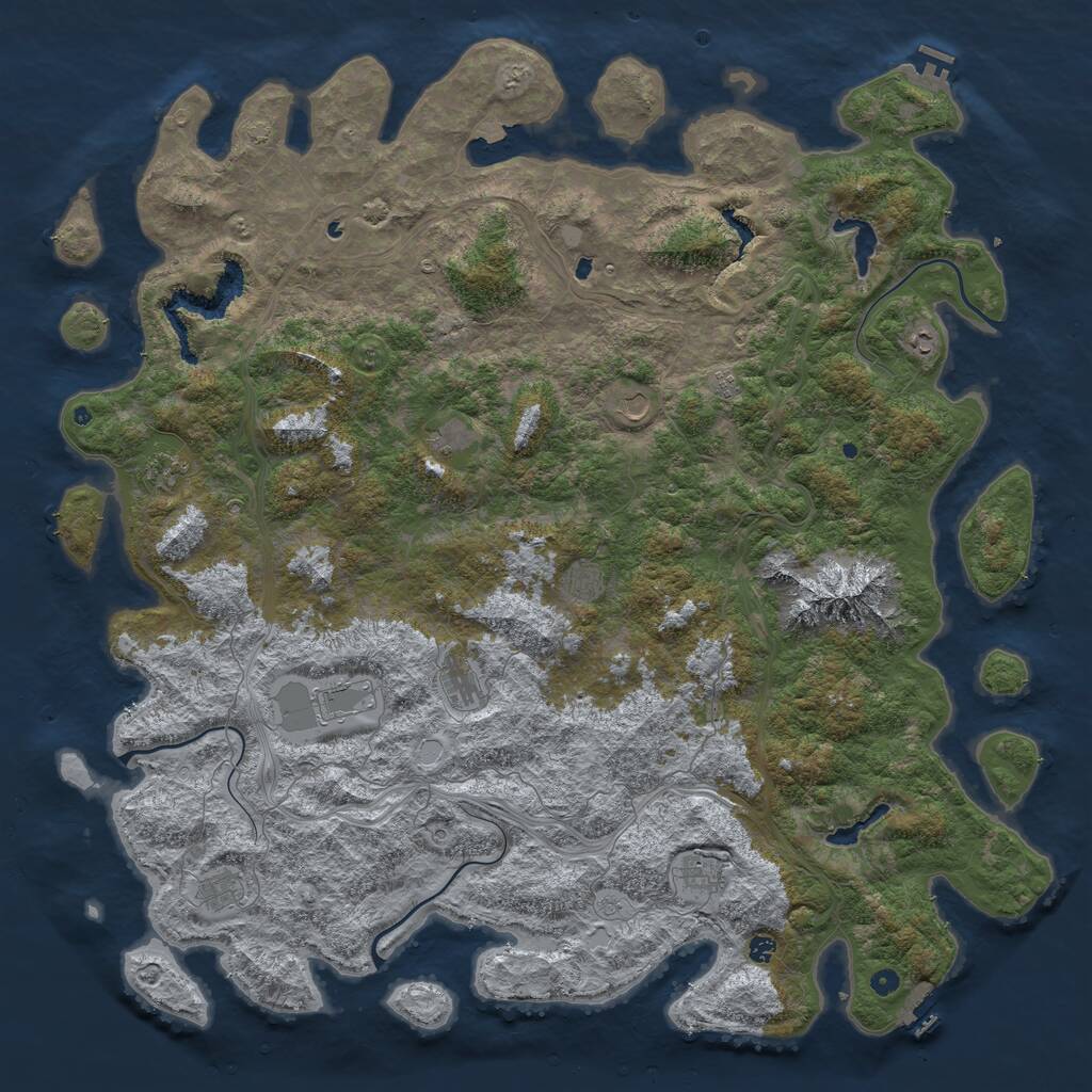 Rust Map: Procedural Map, Size: 6000, Seed: 2078315595, 17 Monuments