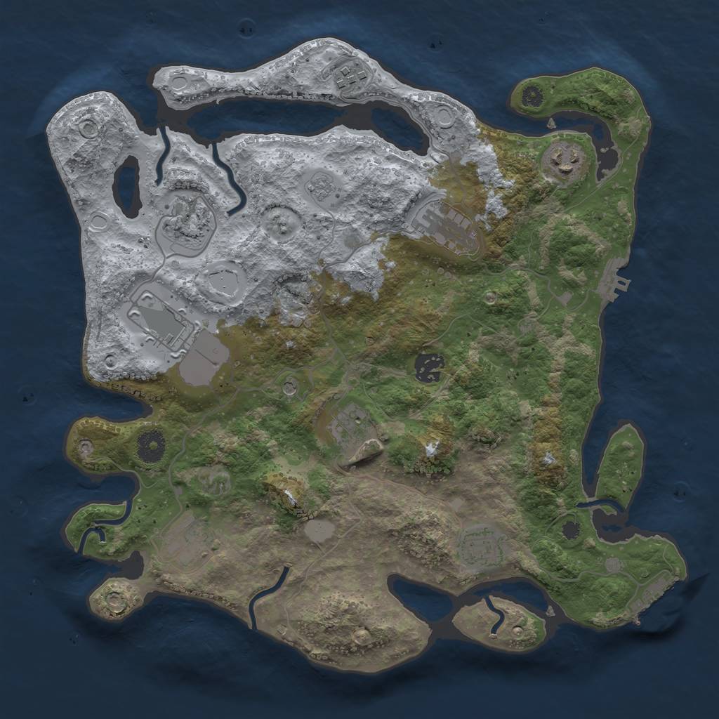 Rust Map: Procedural Map, Size: 3500, Seed: 1289319495, 16 Monuments