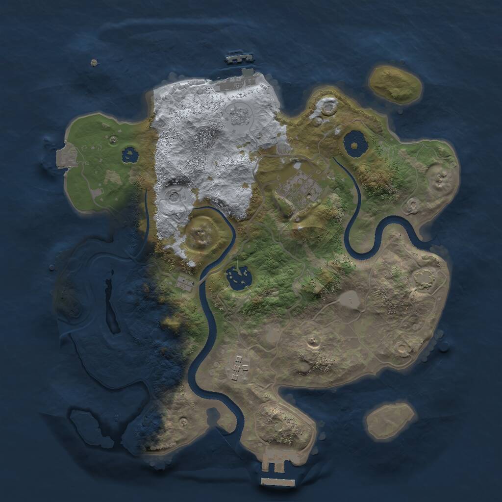 Rust Map: Procedural Map, Size: 3000, Seed: 184528096, 9 Monuments