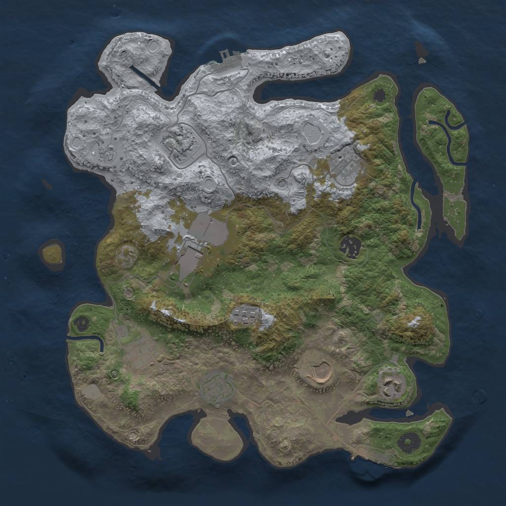 Rust Map: Procedural Map, Size: 3500, Seed: 170396005, 16 Monuments