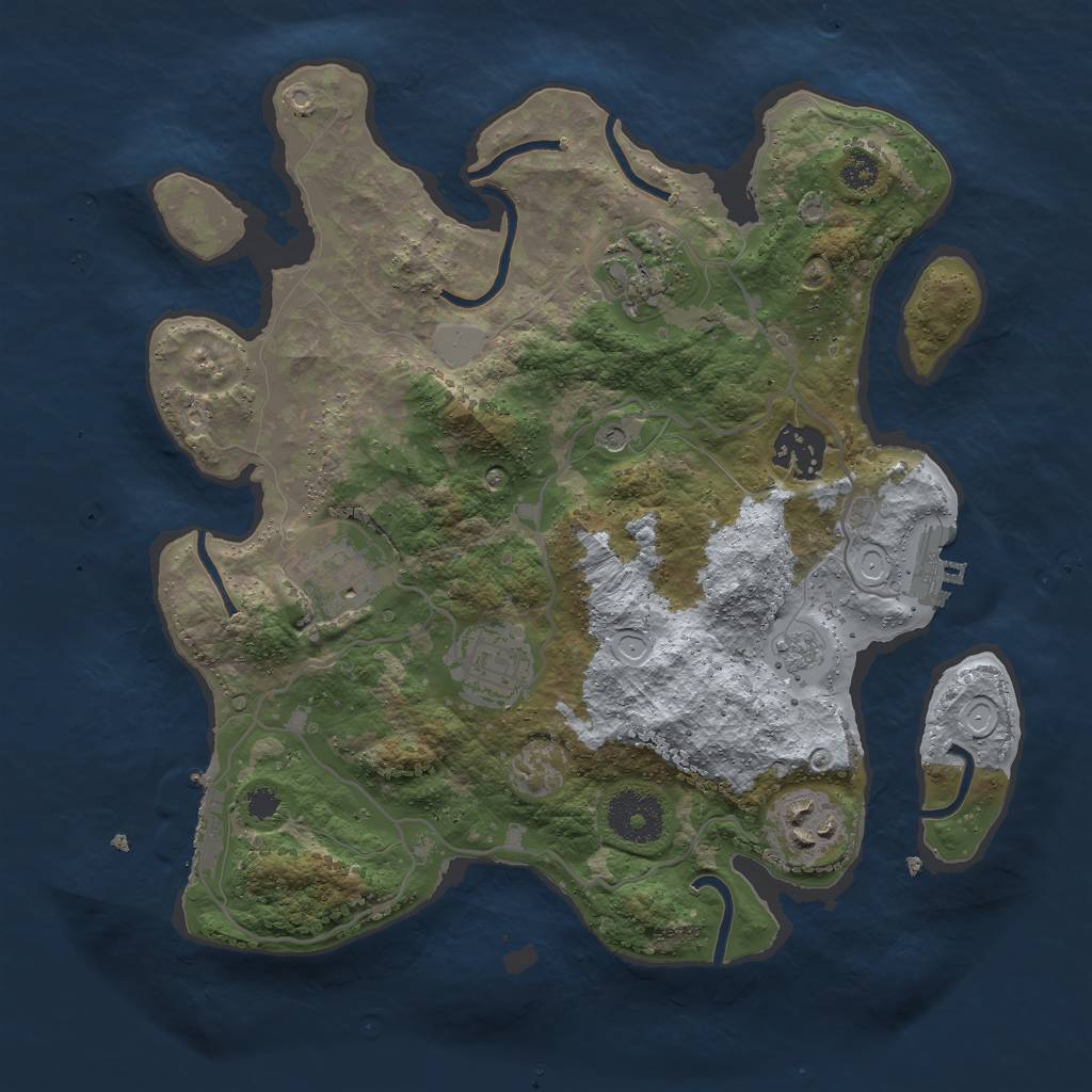 Rust Map: Procedural Map, Size: 3000, Seed: 25254, 12 Monuments