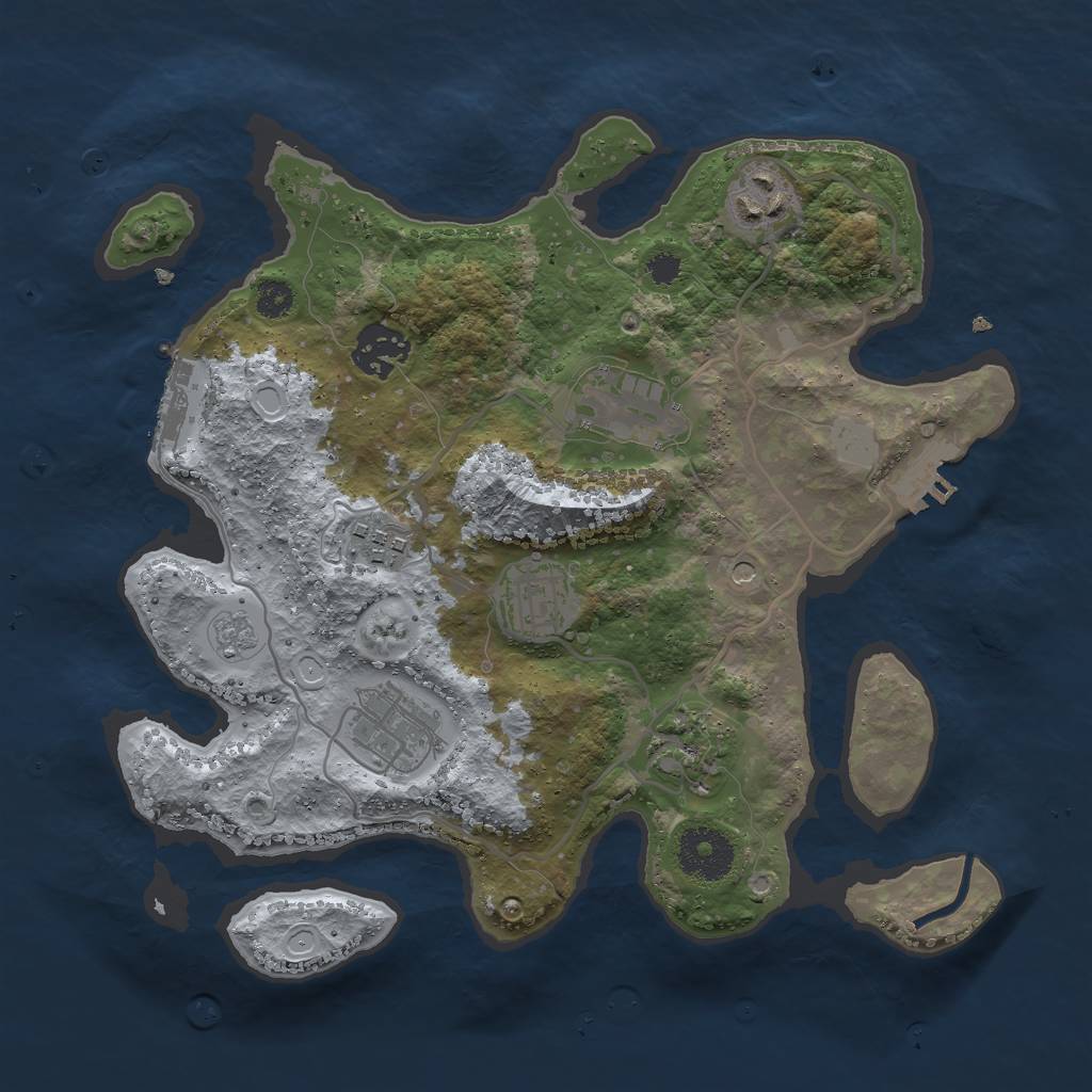 Rust Map: Procedural Map, Size: 3000, Seed: 29651, 14 Monuments