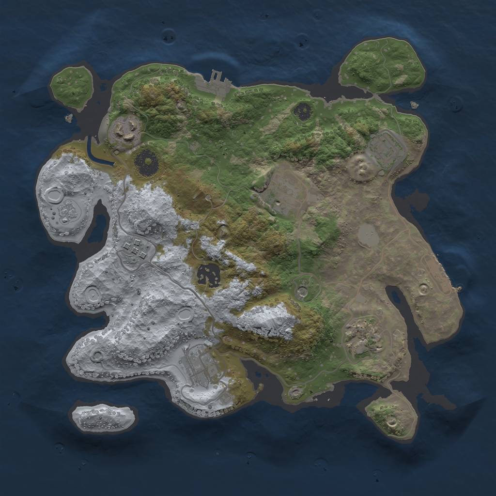 Rust Map: Procedural Map, Size: 3000, Seed: 24667, 14 Monuments