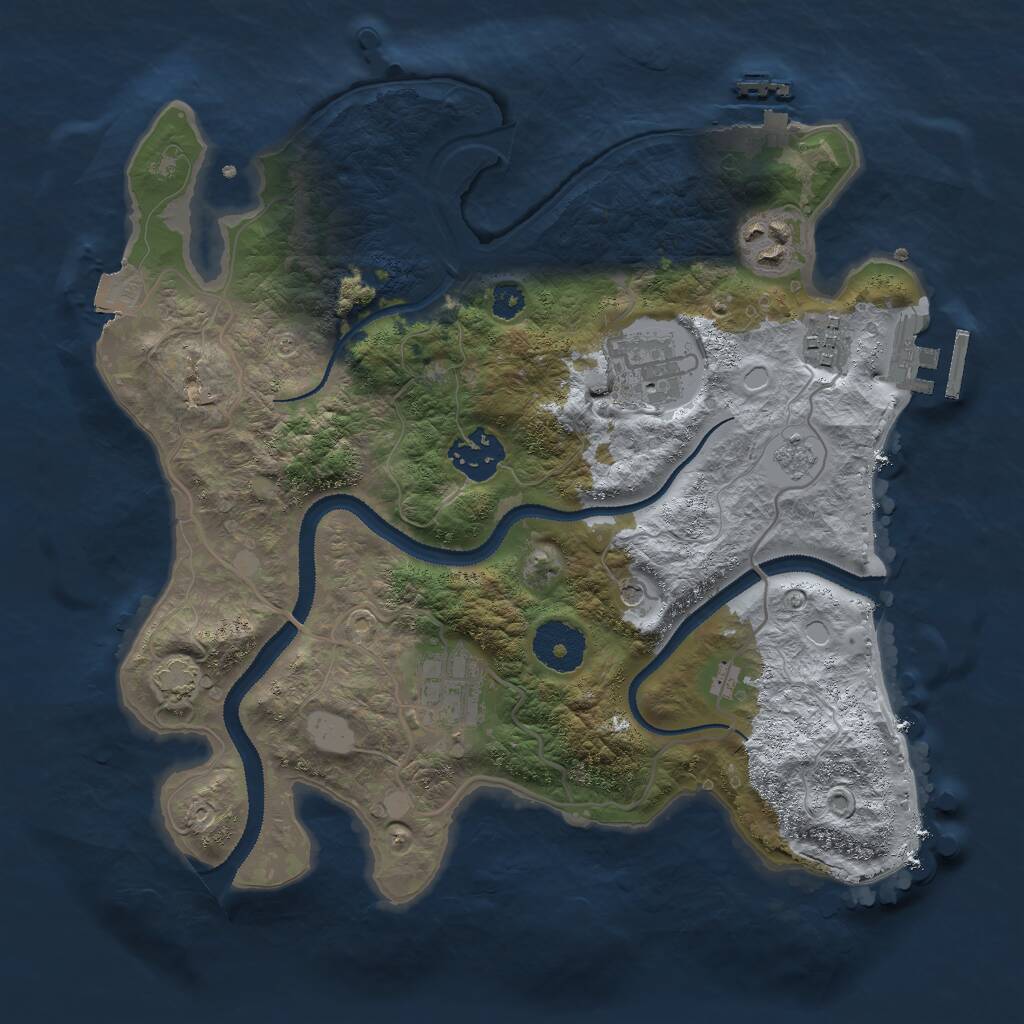 Rust Map: Procedural Map, Size: 3000, Seed: 11082, 11 Monuments