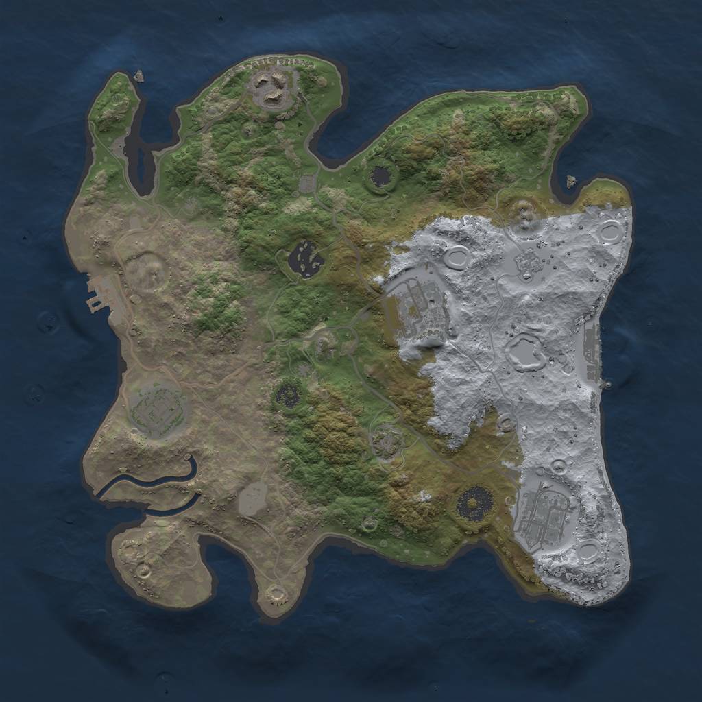 Rust Map: Procedural Map, Size: 3000, Seed: 11082, 12 Monuments