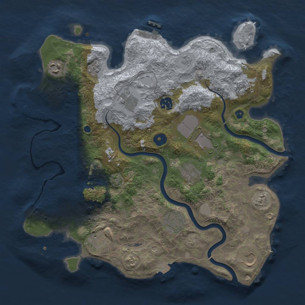 Rust Map: Procedural Map, Size: 3600, Seed: 985333, 16 Monuments