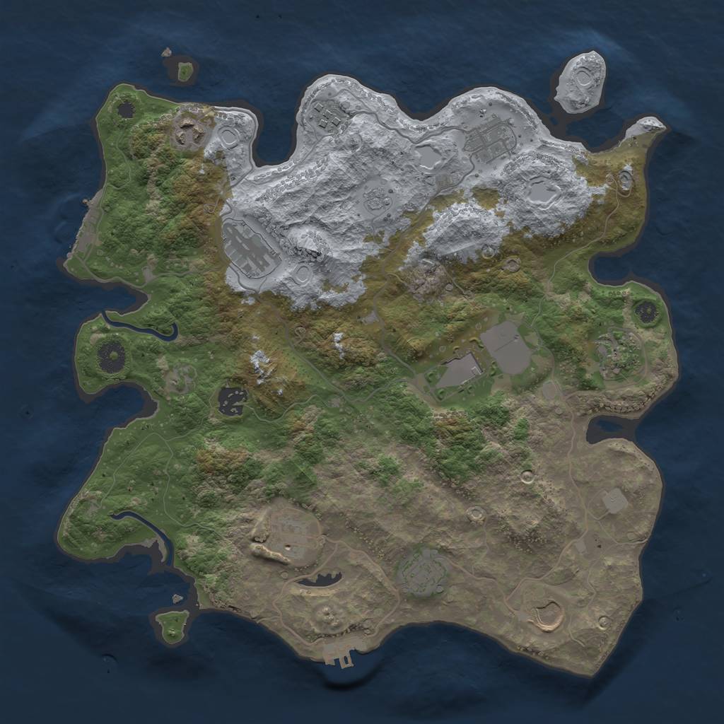 Rust Map: Procedural Map, Size: 3600, Seed: 985333, 16 Monuments