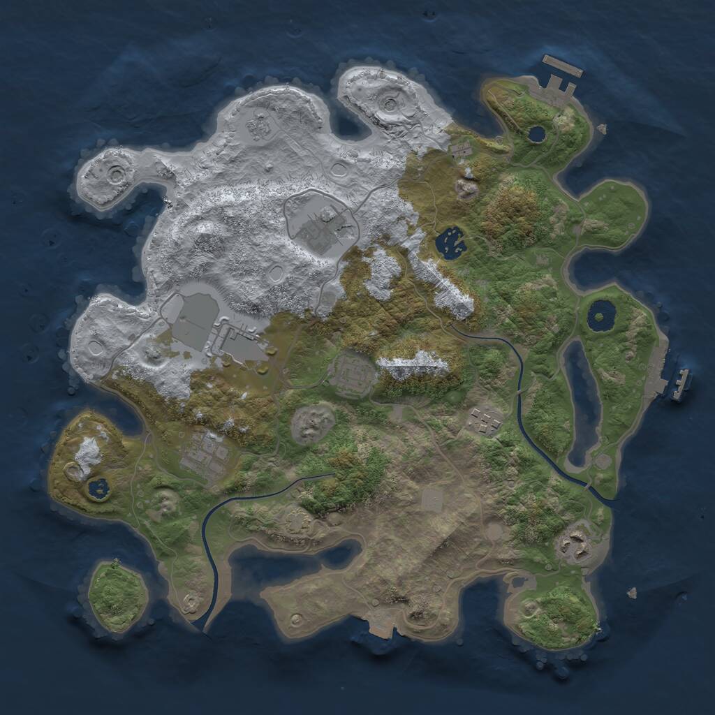 Rust Map: Procedural Map, Size: 3500, Seed: 29668606, 13 Monuments