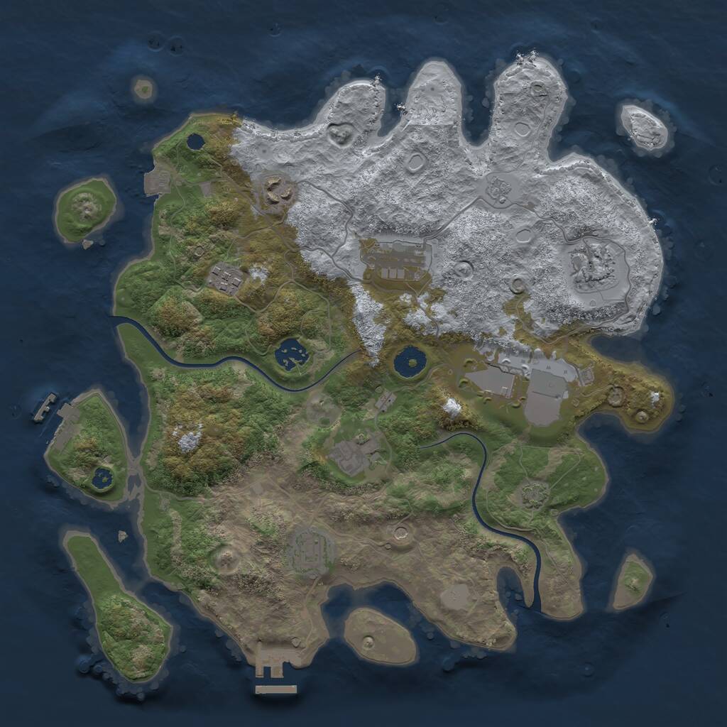 Rust Map: Procedural Map, Size: 3550, Seed: 22040, 14 Monuments