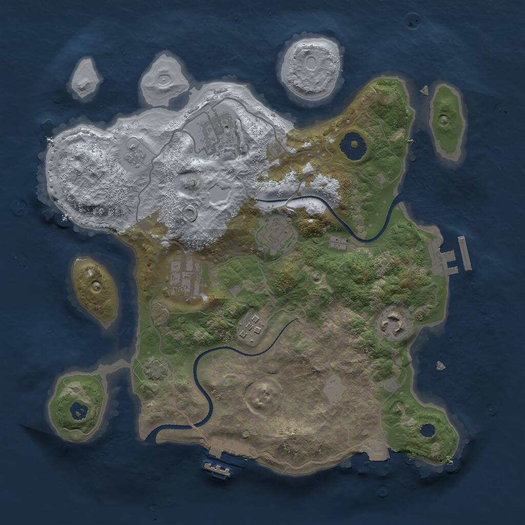 Rust Map: Procedural Map, Size: 3000, Seed: 418237874, 10 Monuments