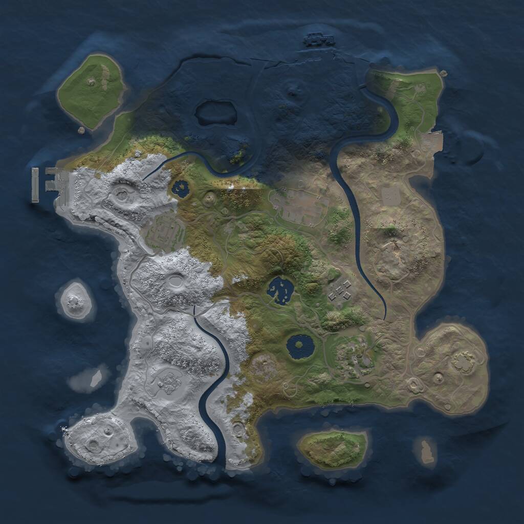 Rust Map: Procedural Map, Size: 3000, Seed: 2121333450, 11 Monuments