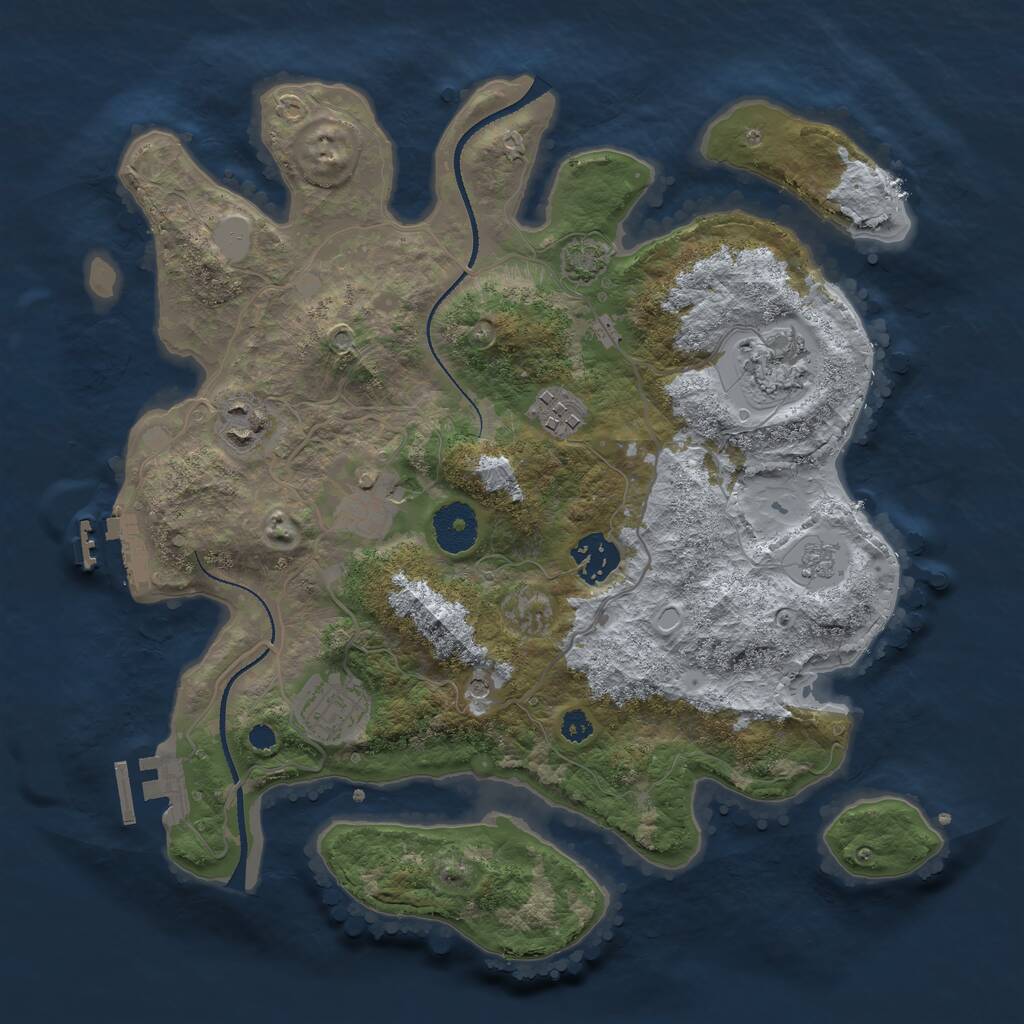 Rust Map: Procedural Map, Size: 3250, Seed: 1139222629, 12 Monuments