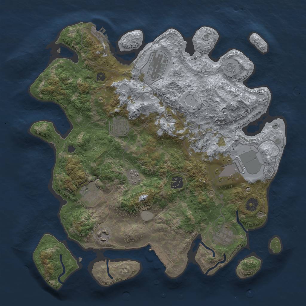 Rust Map: Procedural Map, Size: 3500, Seed: 493299551, 16 Monuments