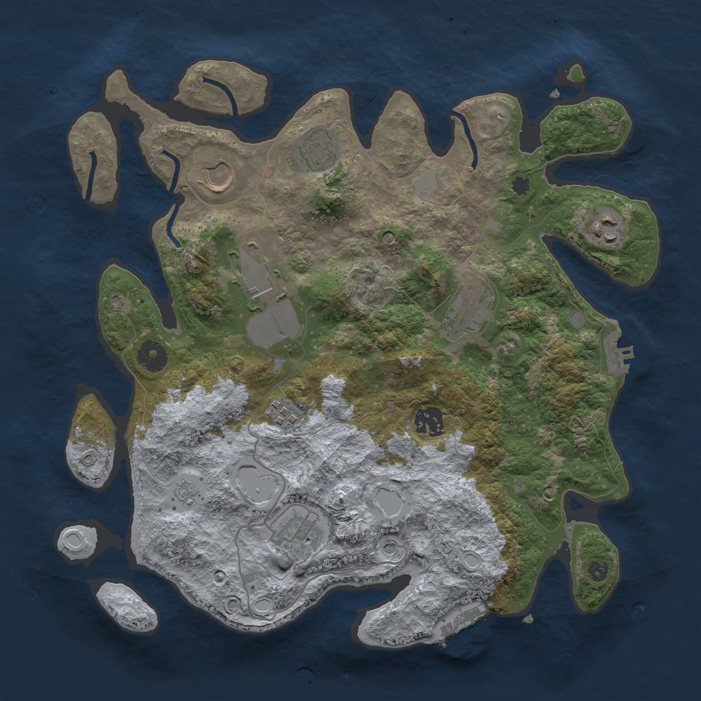 Rust Map: Procedural Map, Size: 3500, Seed: 1067211250, 15 Monuments