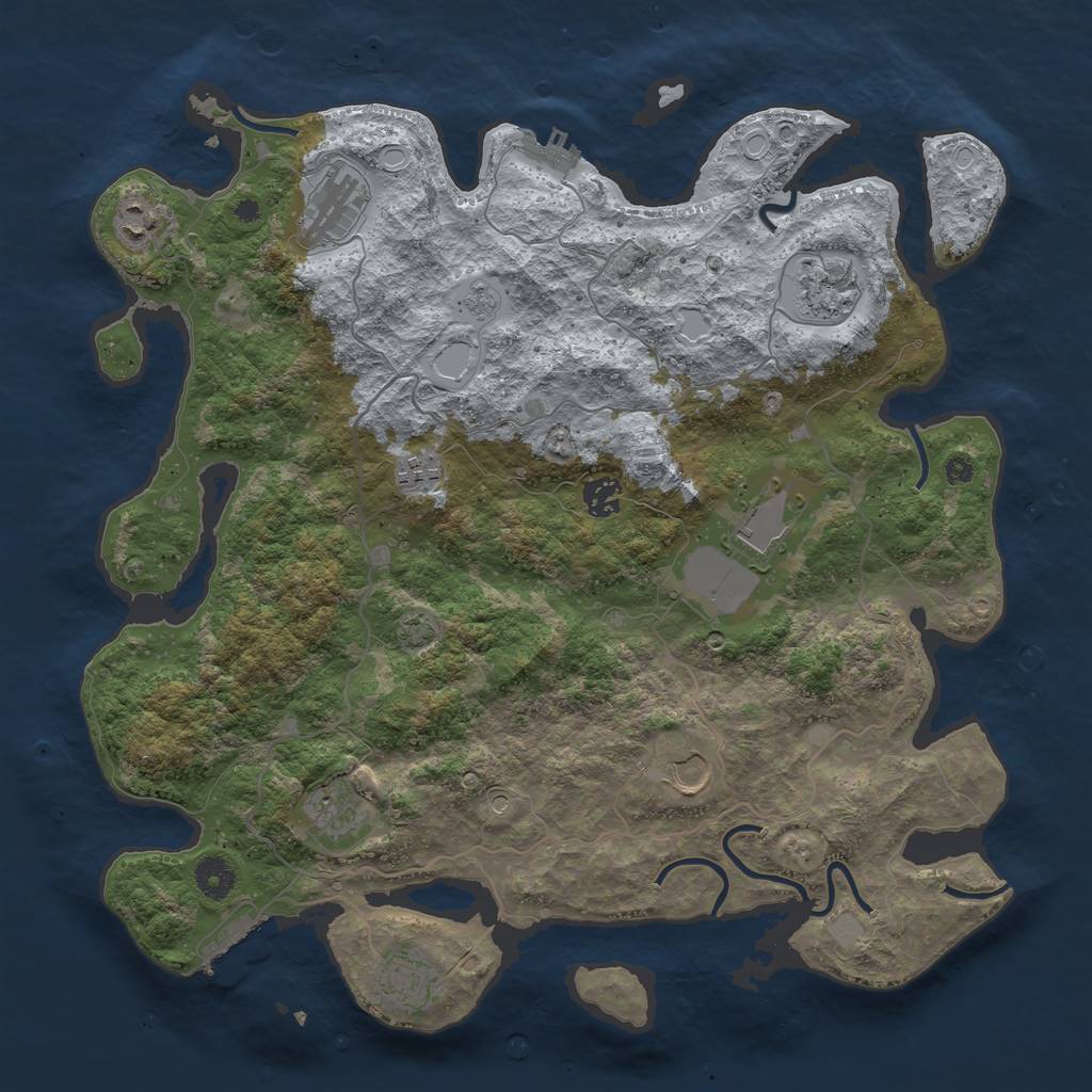Rust Map: Procedural Map, Size: 4000, Seed: 1009140994, 17 Monuments