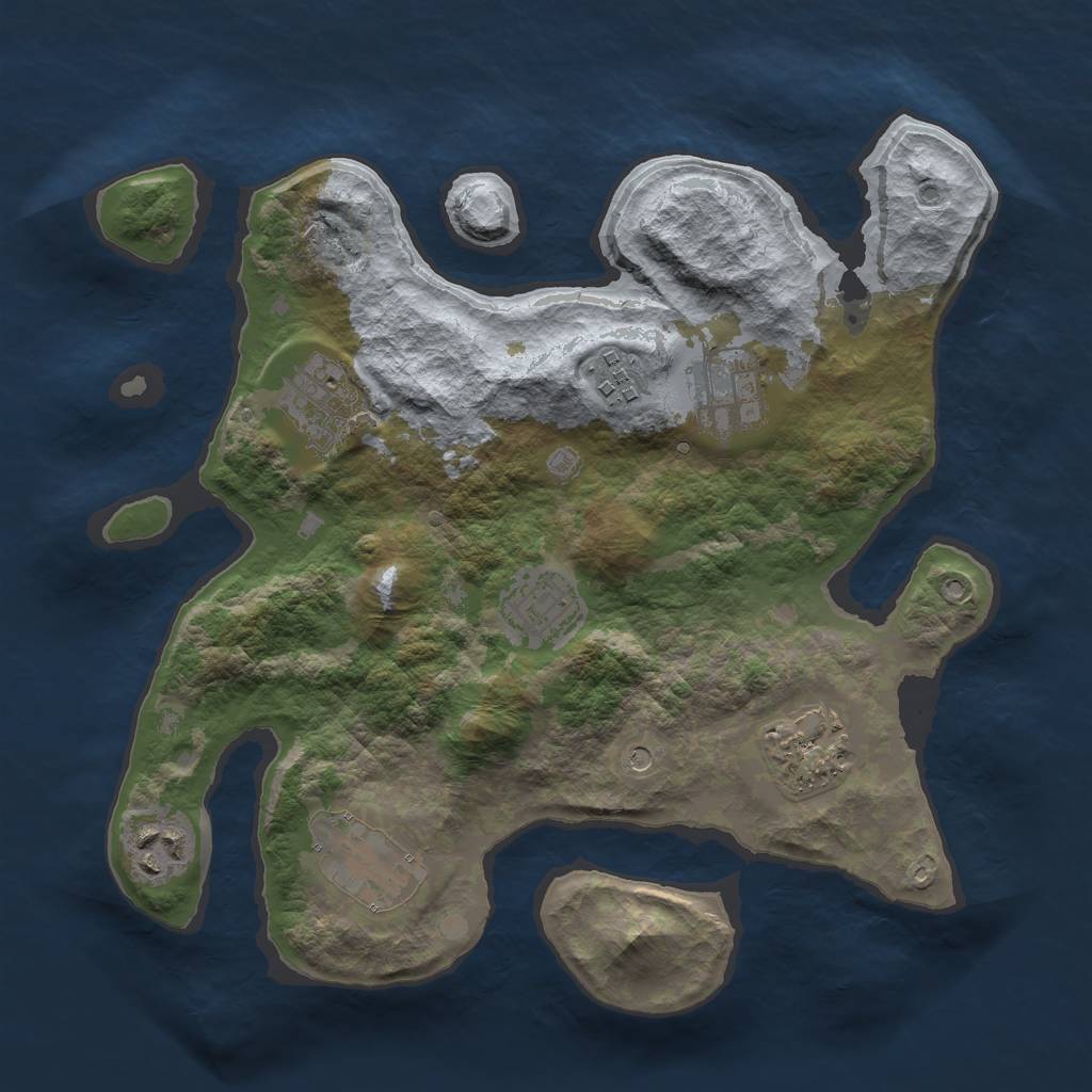 Rust Map: Barren, Size: 3000, Seed: 334709768, 10 Monuments