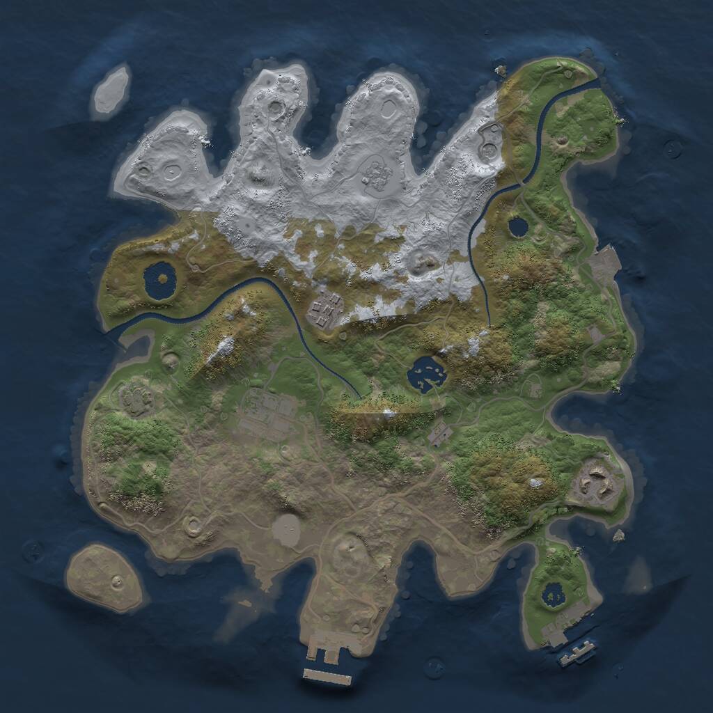 Rust Map: Procedural Map, Size: 3000, Seed: 361031339, 10 Monuments