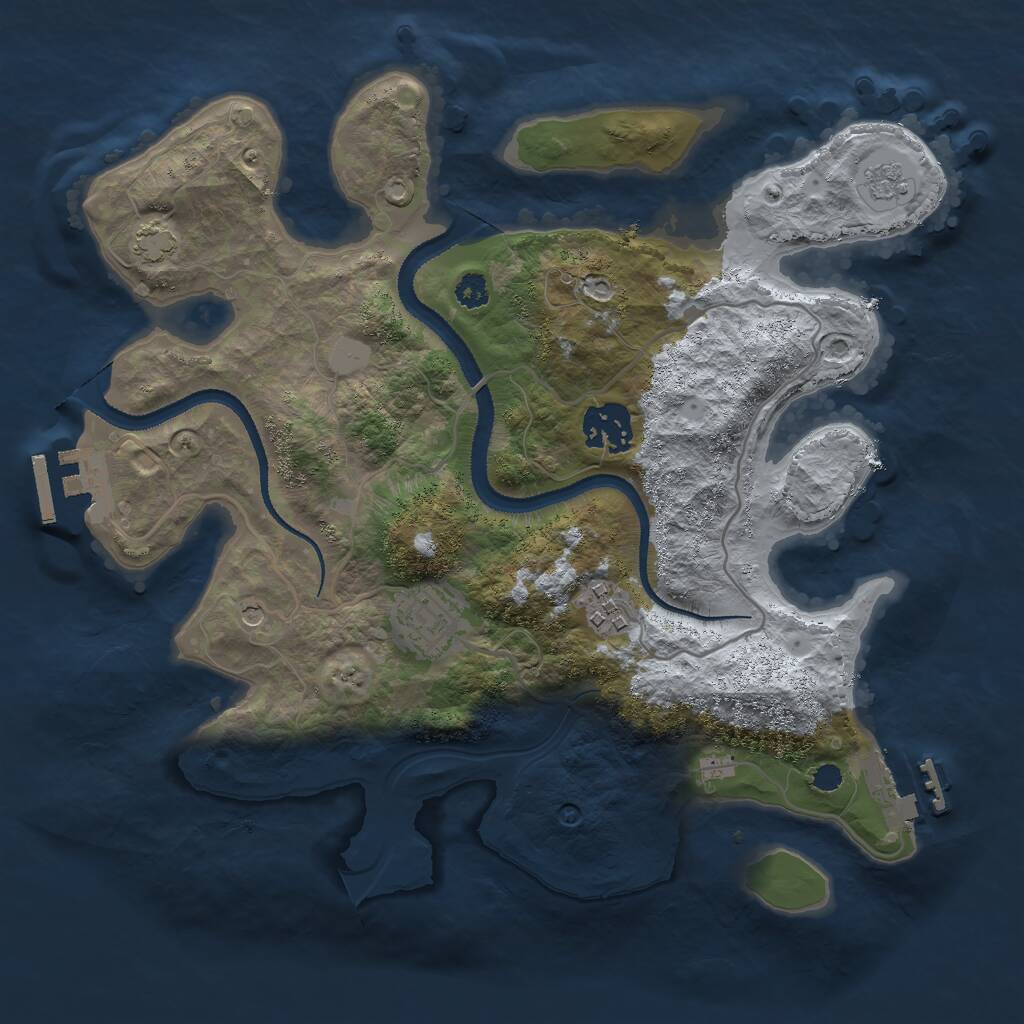 Rust Map: Procedural Map, Size: 3000, Seed: 1112246187, 9 Monuments