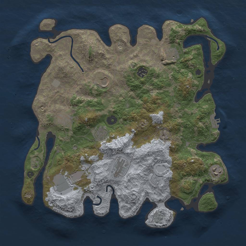 Rust Map: Procedural Map, Size: 3700, Seed: 1834016542, 15 Monuments