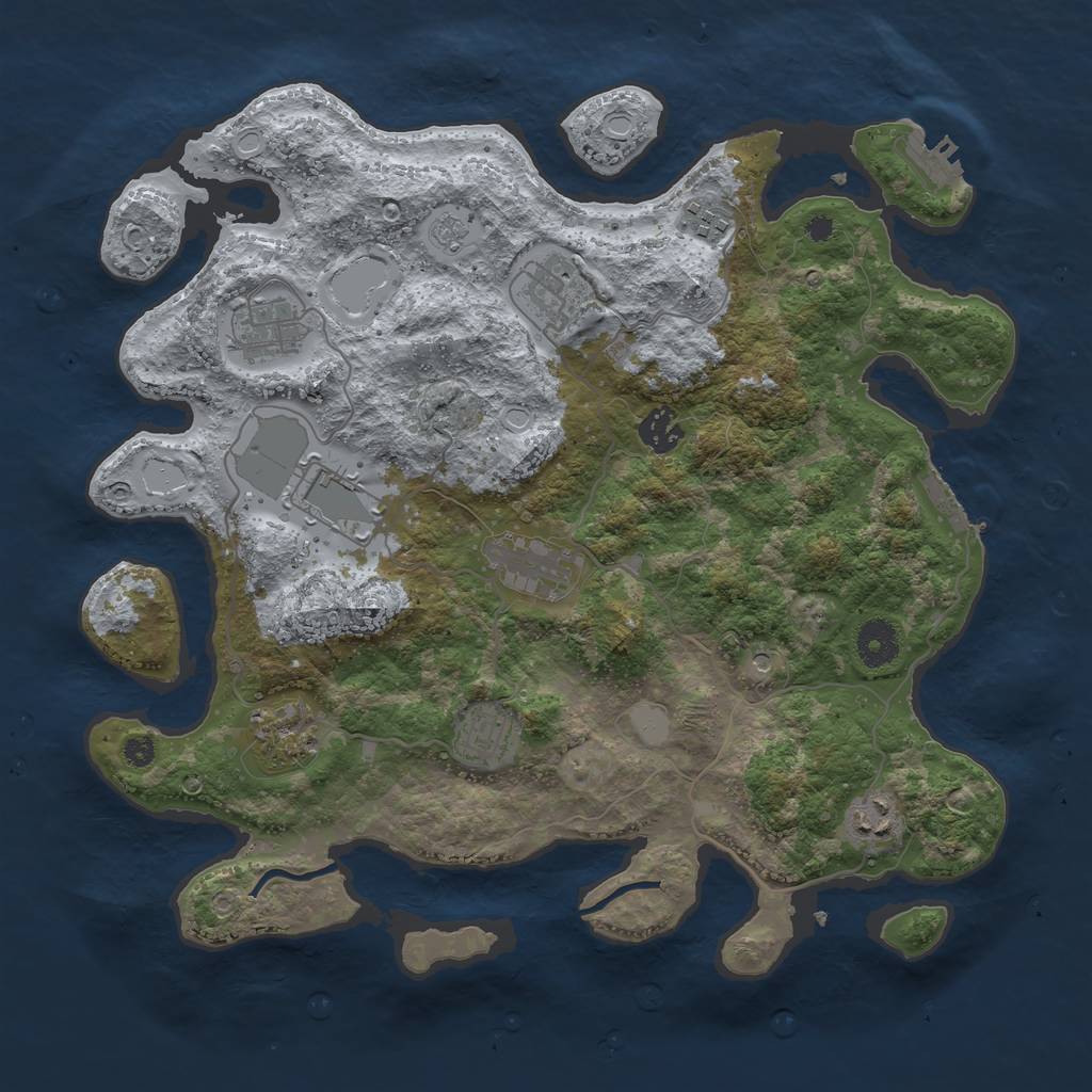 Rust Map: Procedural Map, Size: 3700, Seed: 1088446008, 16 Monuments