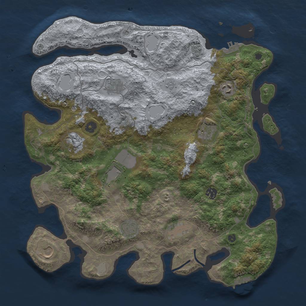 Rust Map: Procedural Map, Size: 4000, Seed: 705554494, 17 Monuments