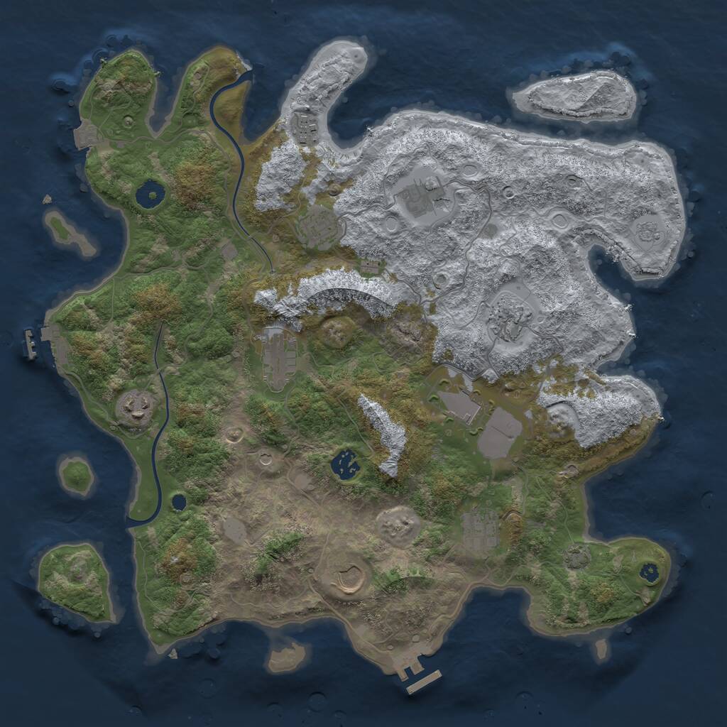 Rust Map: Procedural Map, Size: 3900, Seed: 970702, 16 Monuments